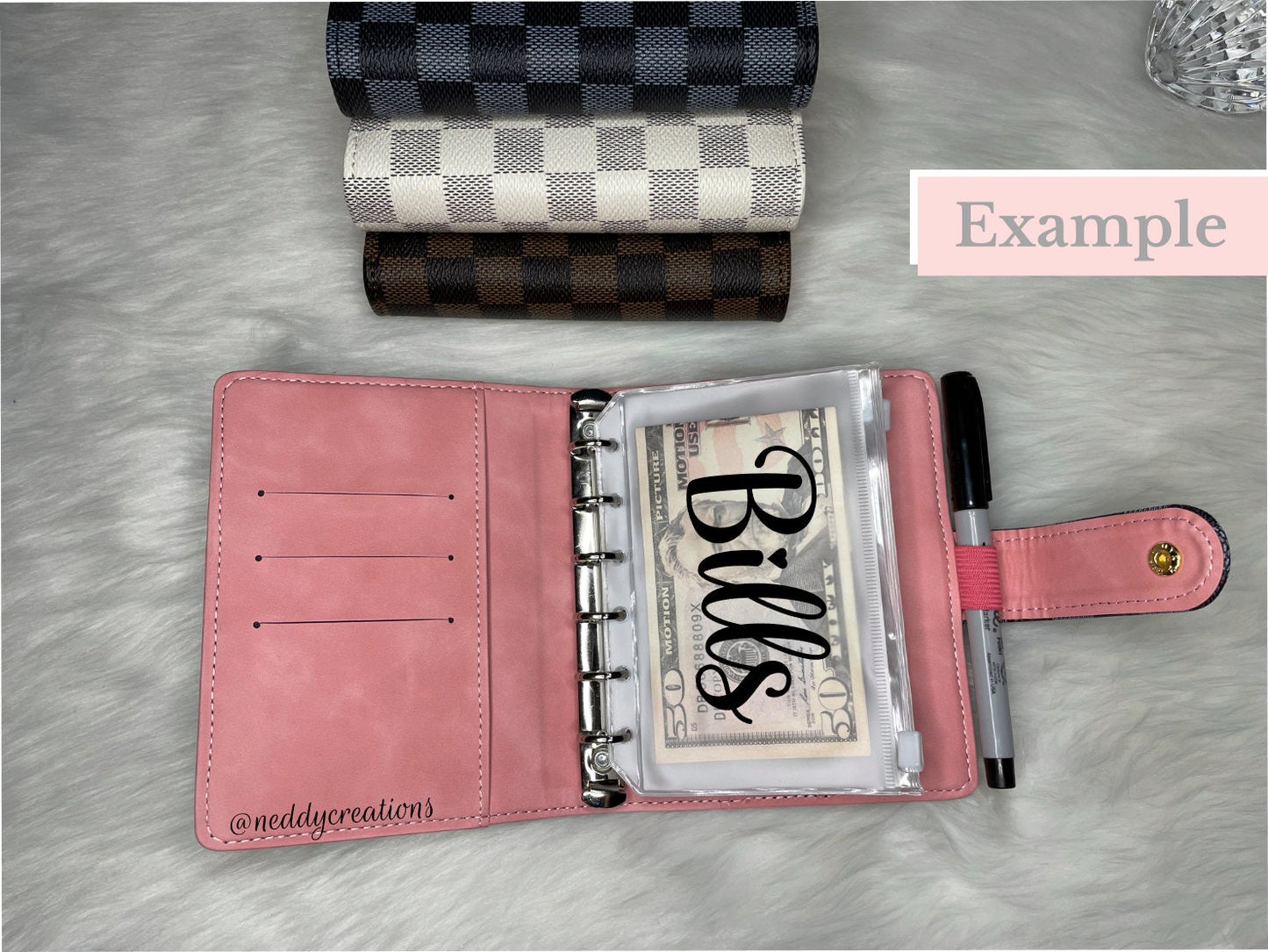 A7 Budget Binder, Luxury Budget Binder, A7 Binder Wallet, Checkered Budget Binder, Budget Cash Envelope, Custom Budget Binder, Mini Binder