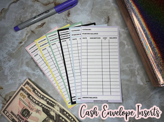 Cash Envelope Inserts