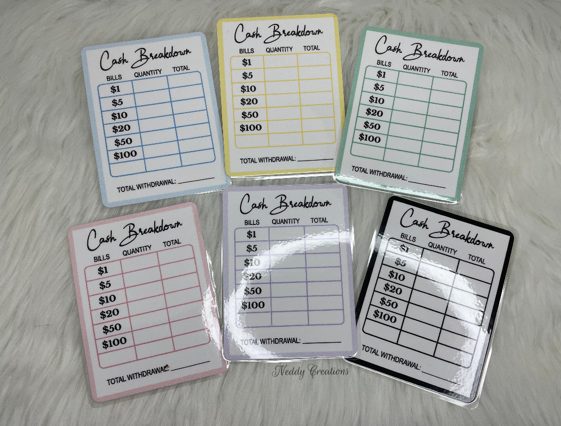Cash Breakdown Bank Teller Slip