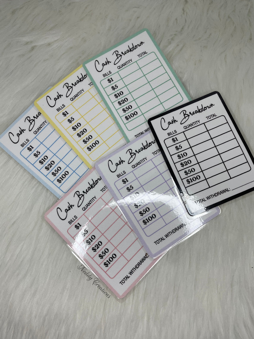Cash Breakdown Bank Teller Slip