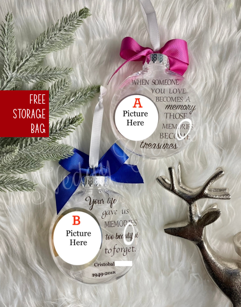 "When some one you love"/"Your life gave us memories" Memorial/Keepsake Ornament